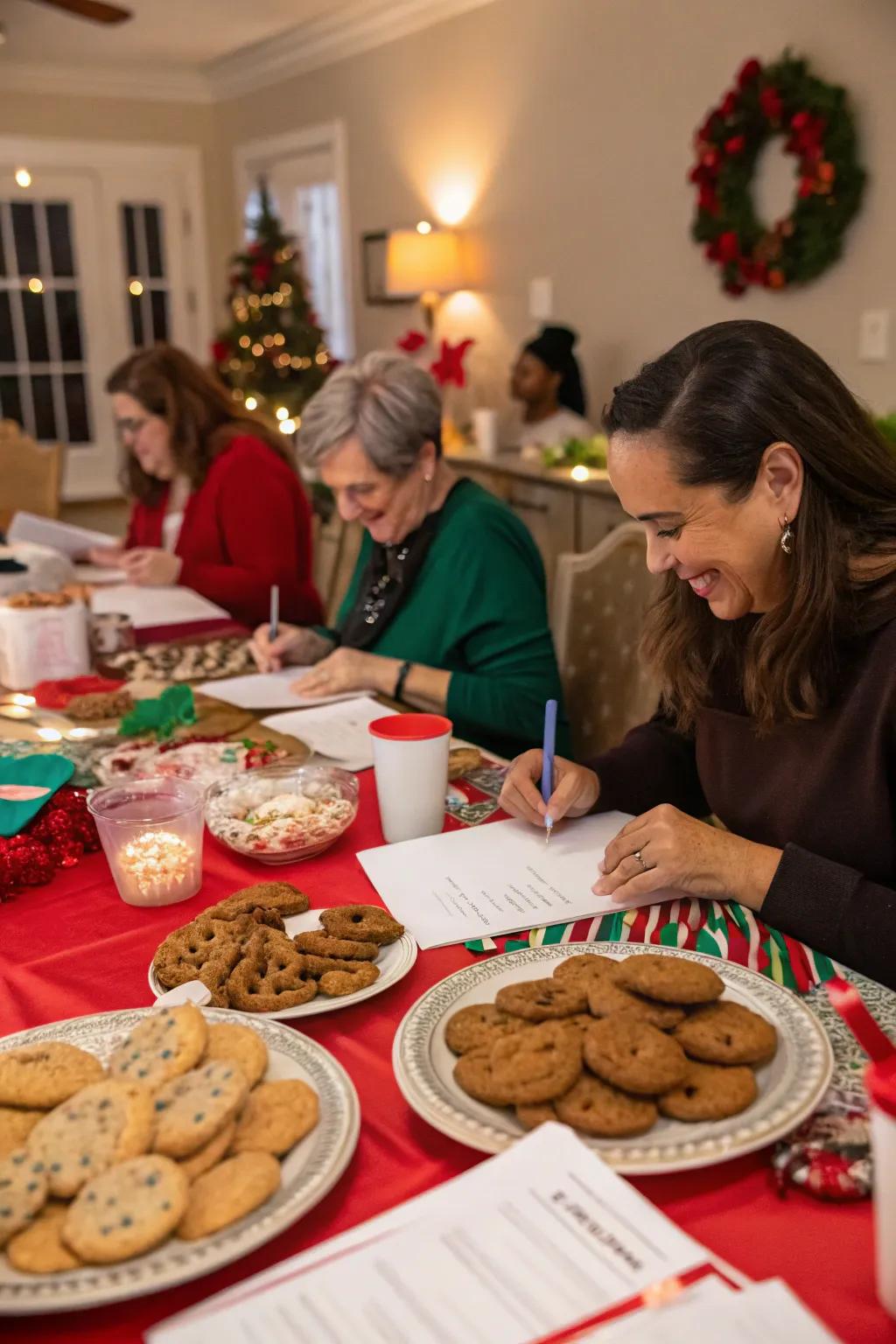 Guests having fun with a cookie-themed quiz.