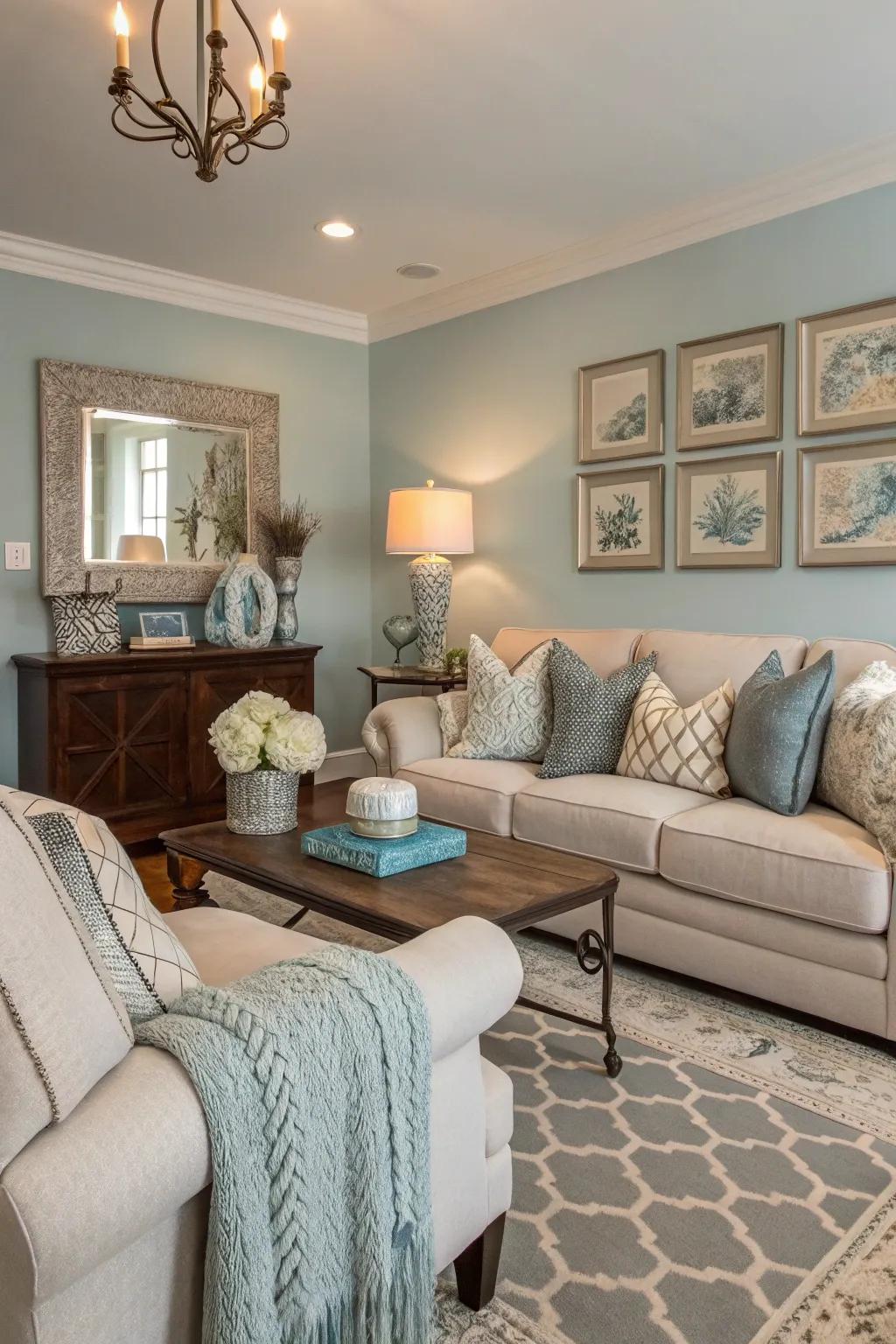 A unified color palette brings harmony and cohesion to this living room.