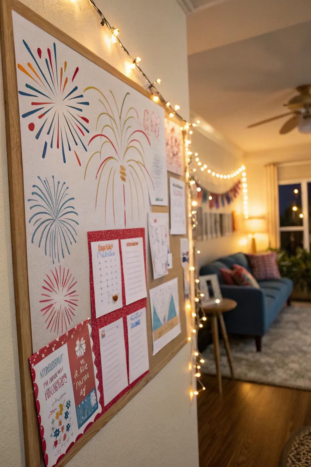 Light up your space with a sparkle bursts-themed board.