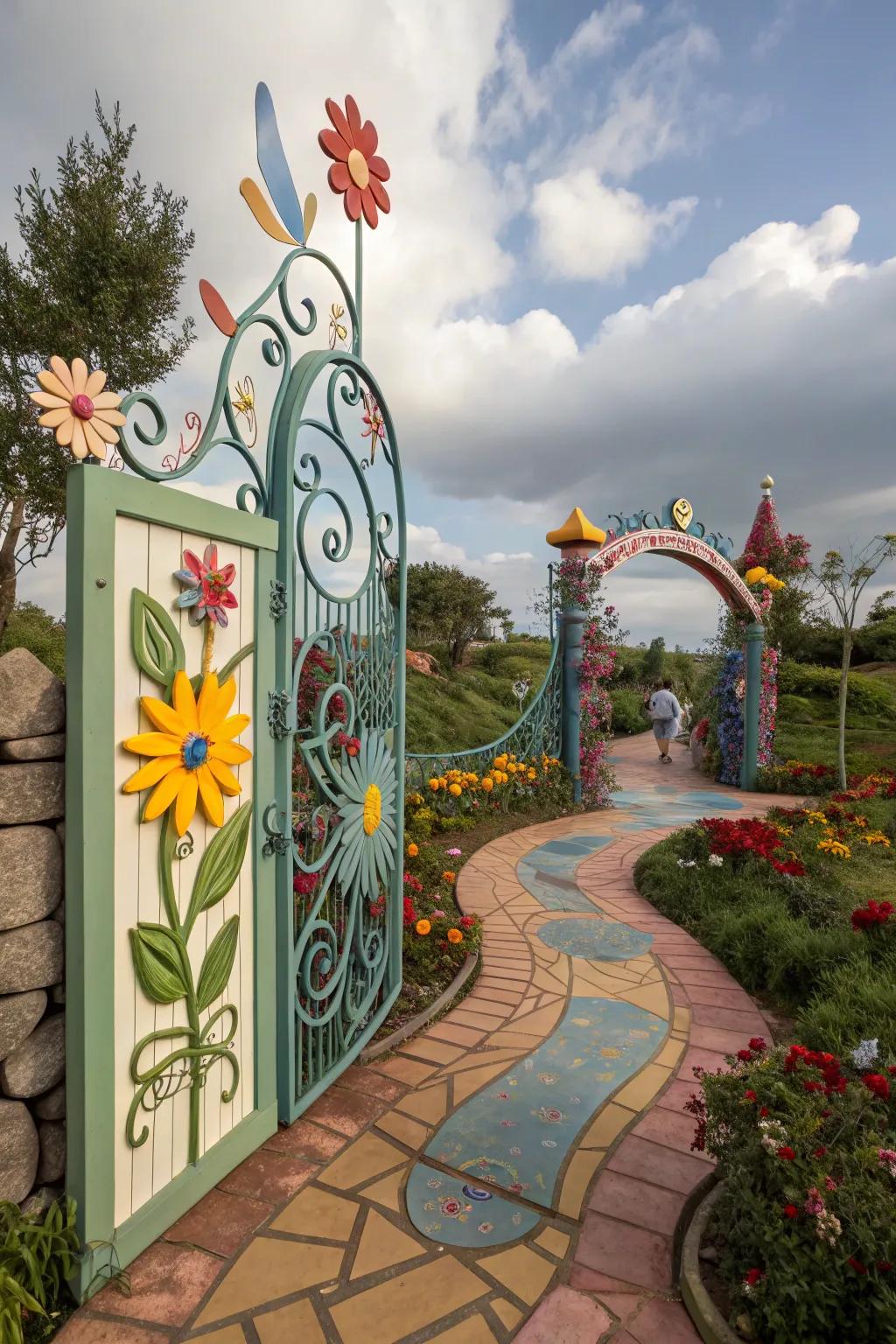 Artistic themes bring a playful and personal touch to gates.