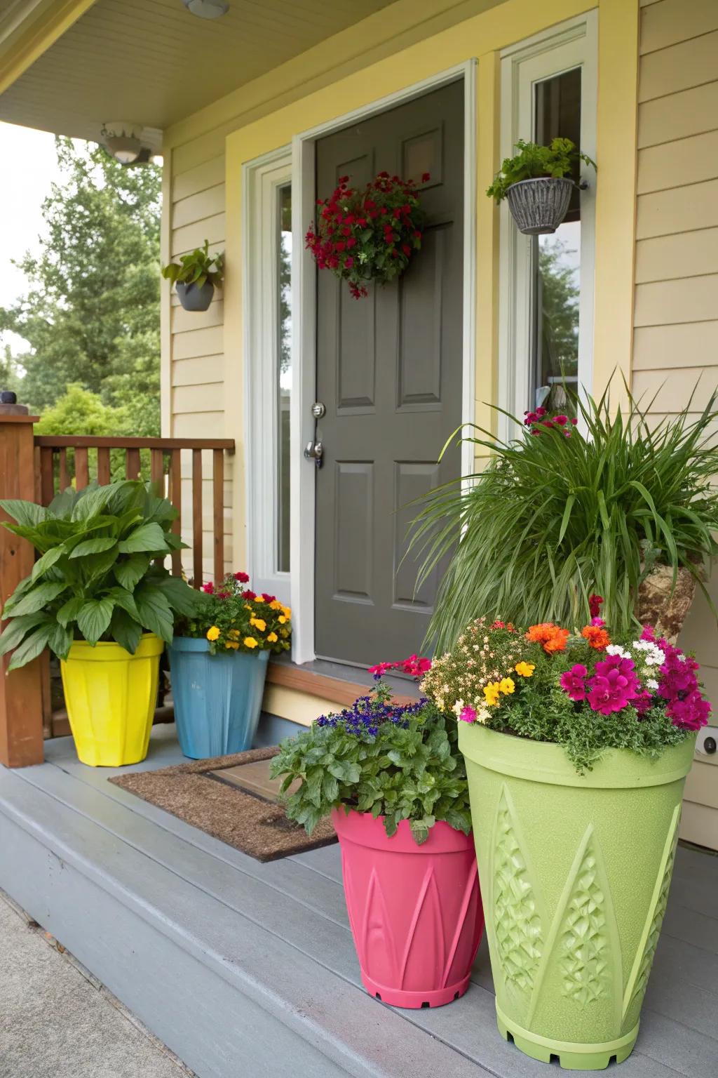 Revamp planters with bold paint colors.