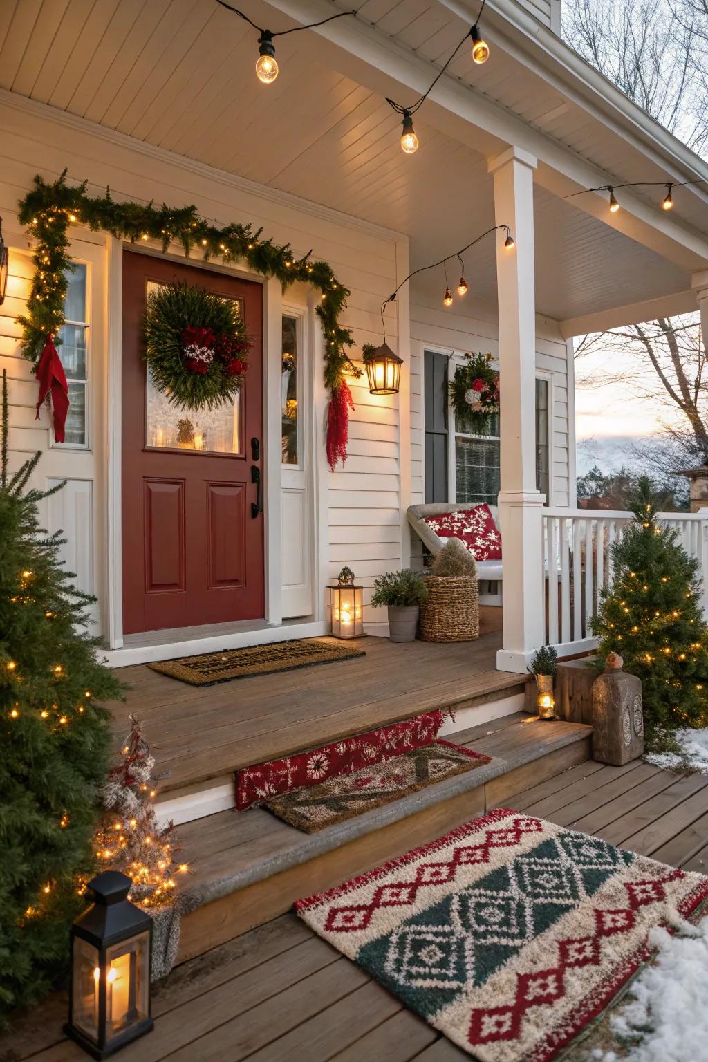 A festive rug ties your holiday decor together beautifully.