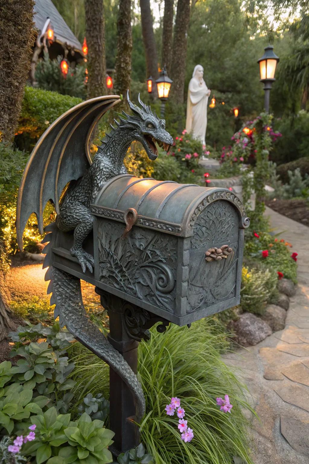 A dragon mailbox that watches over your mail with mythical potency.