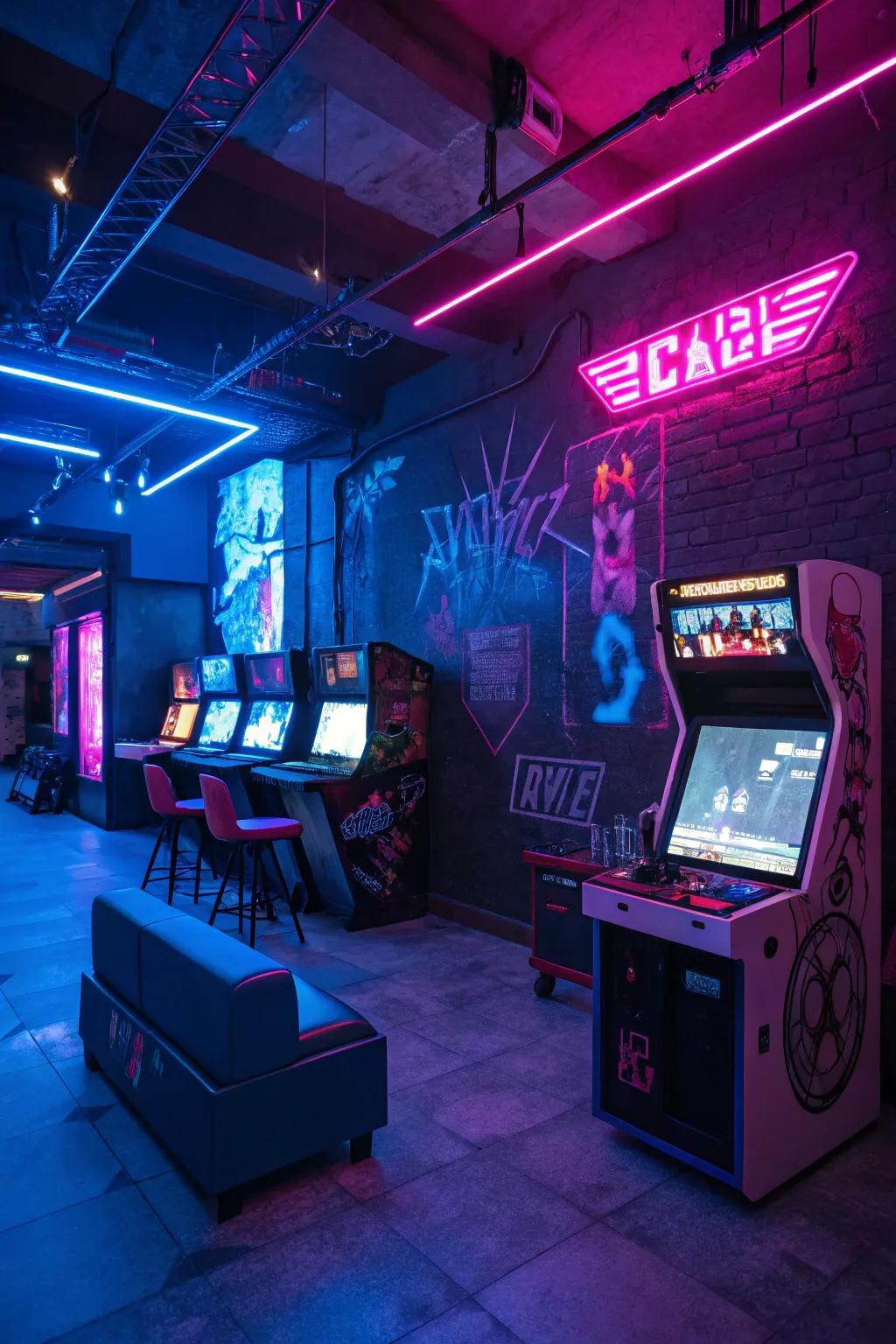 Your gaming area will have a futuristic vibe thanks to neon accents.