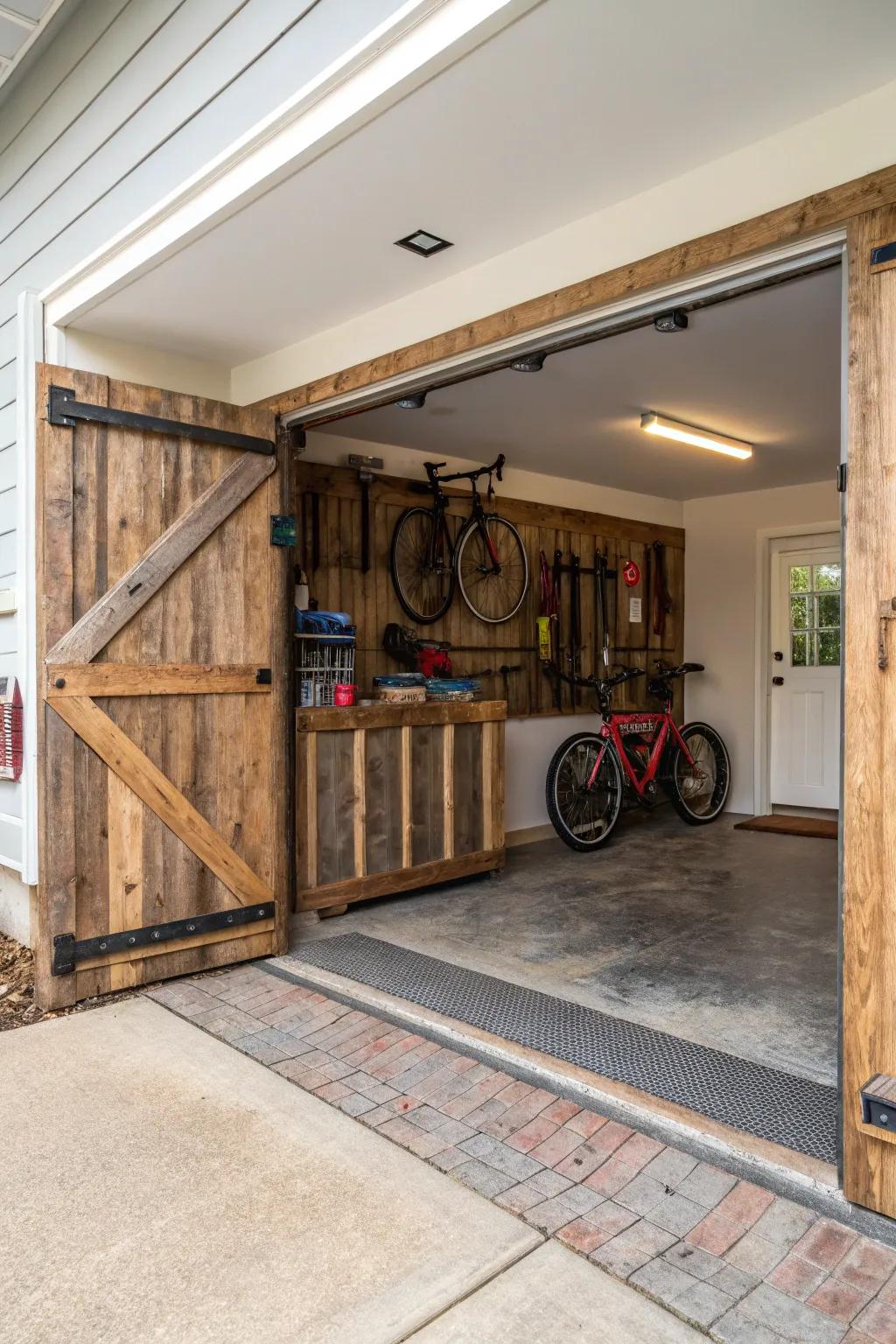 Reclaimed wood baseboards add warmth and history to your garage.