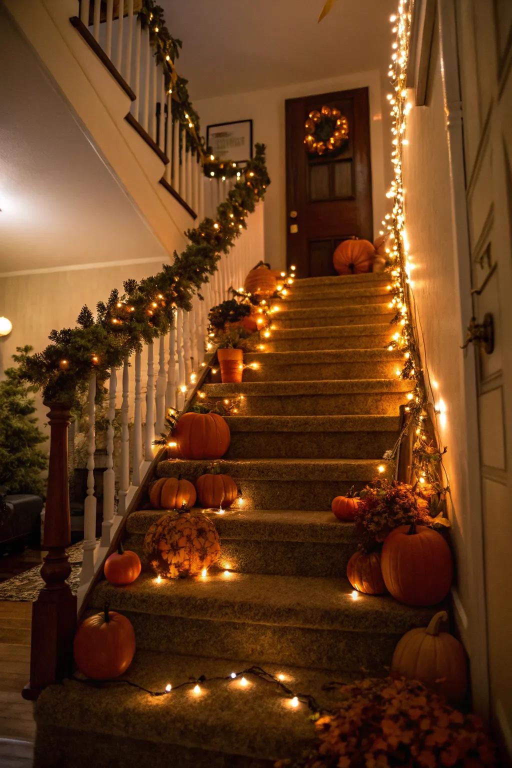 Transform your staircase into a festive focal point.