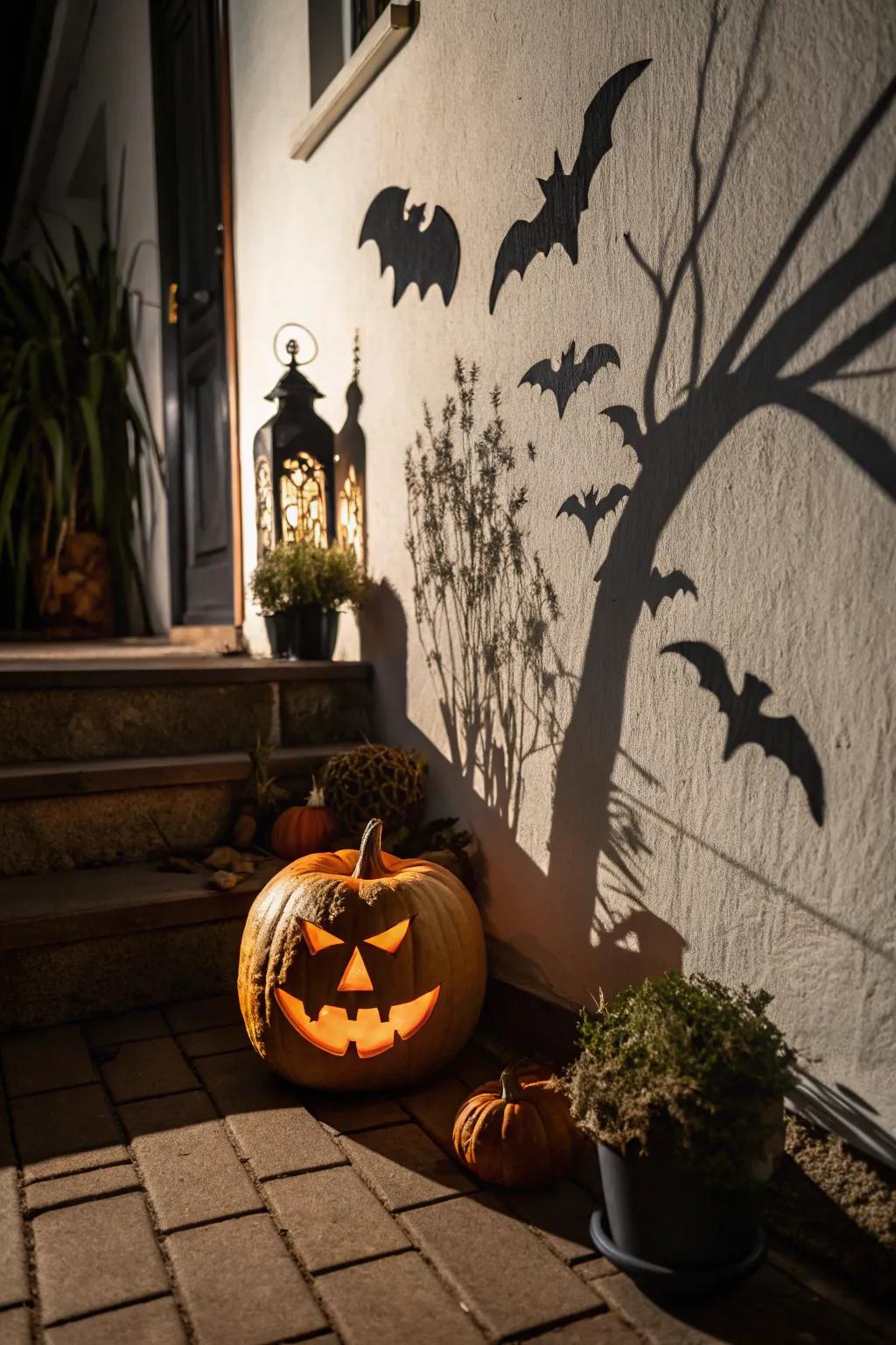 Frightening silhouettes create an eerie ambiance with haunting shadows.