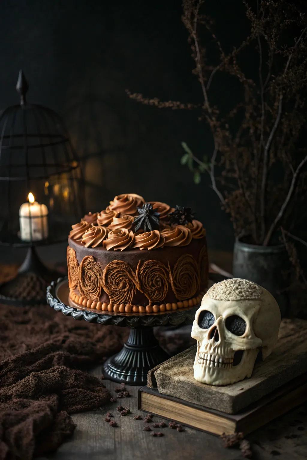 A sinister skull cake that's both chilling and delicious.