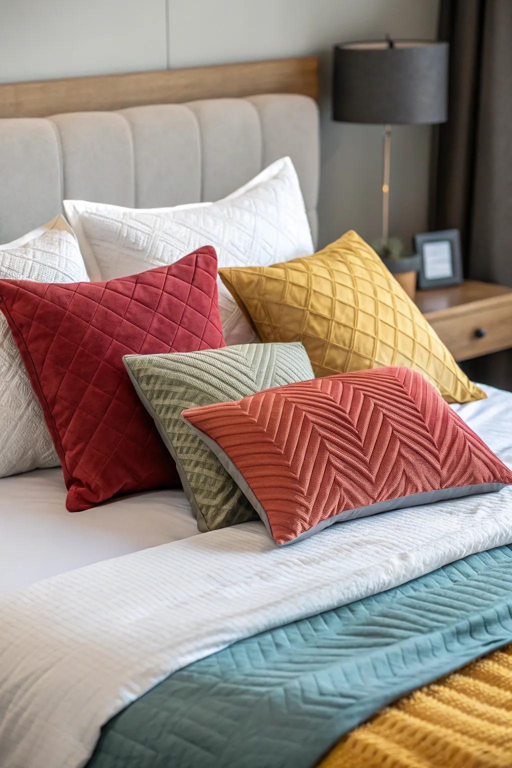 Asymmetry introduces a modern twist to traditional bed styling.