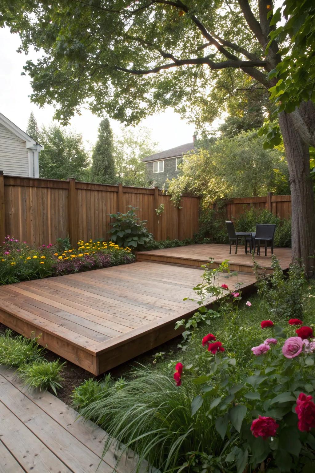 A floating deck adds flexibility and style.