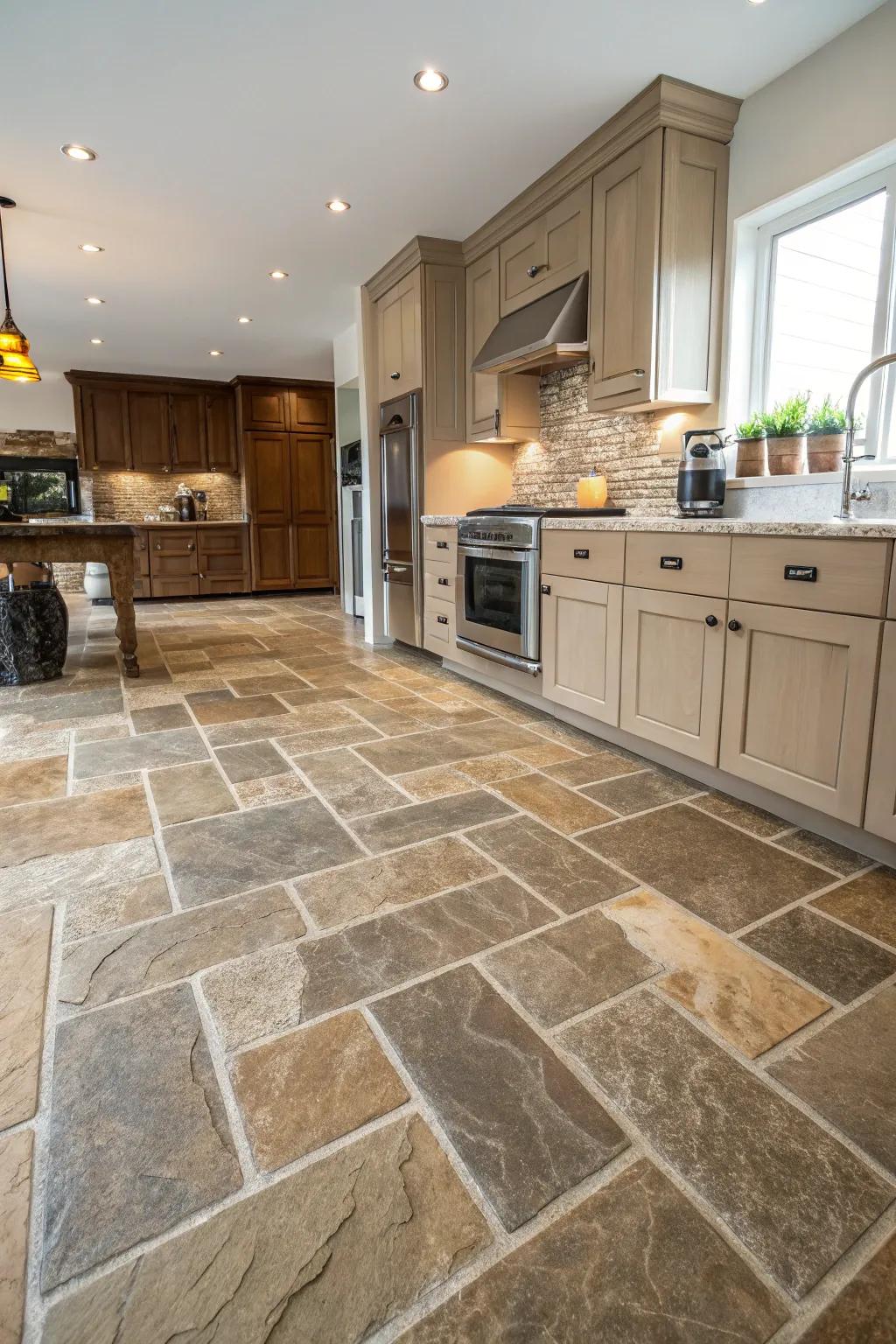 Enjoy the beauty and durability of stone-look tiles.