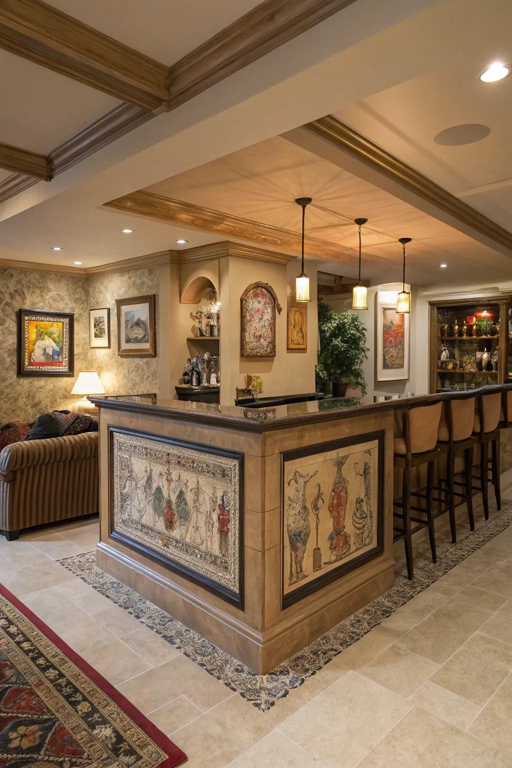Custom artwork grants this bar a personal element.