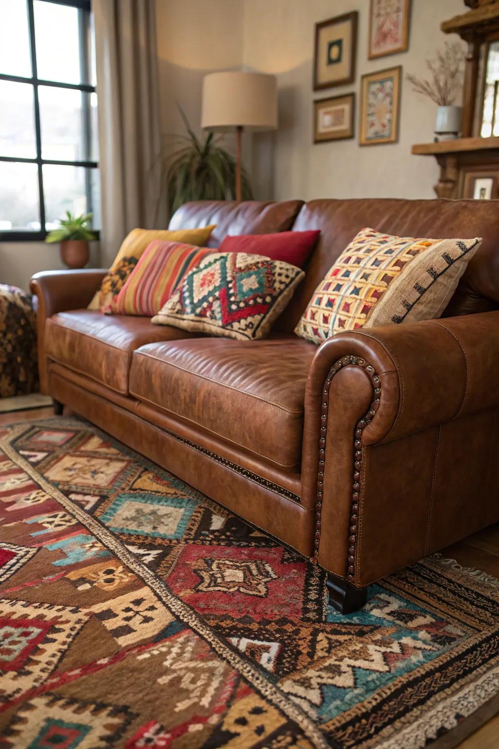 Patterns add dynamic energy to the living room.