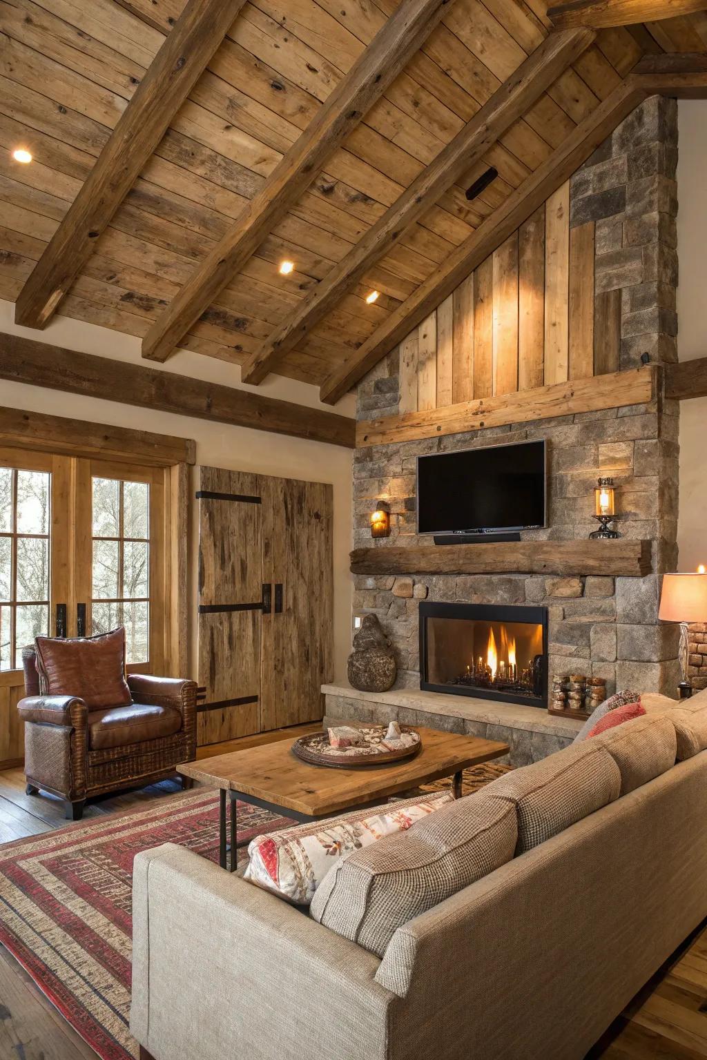 Rustic elements add warmth and character.