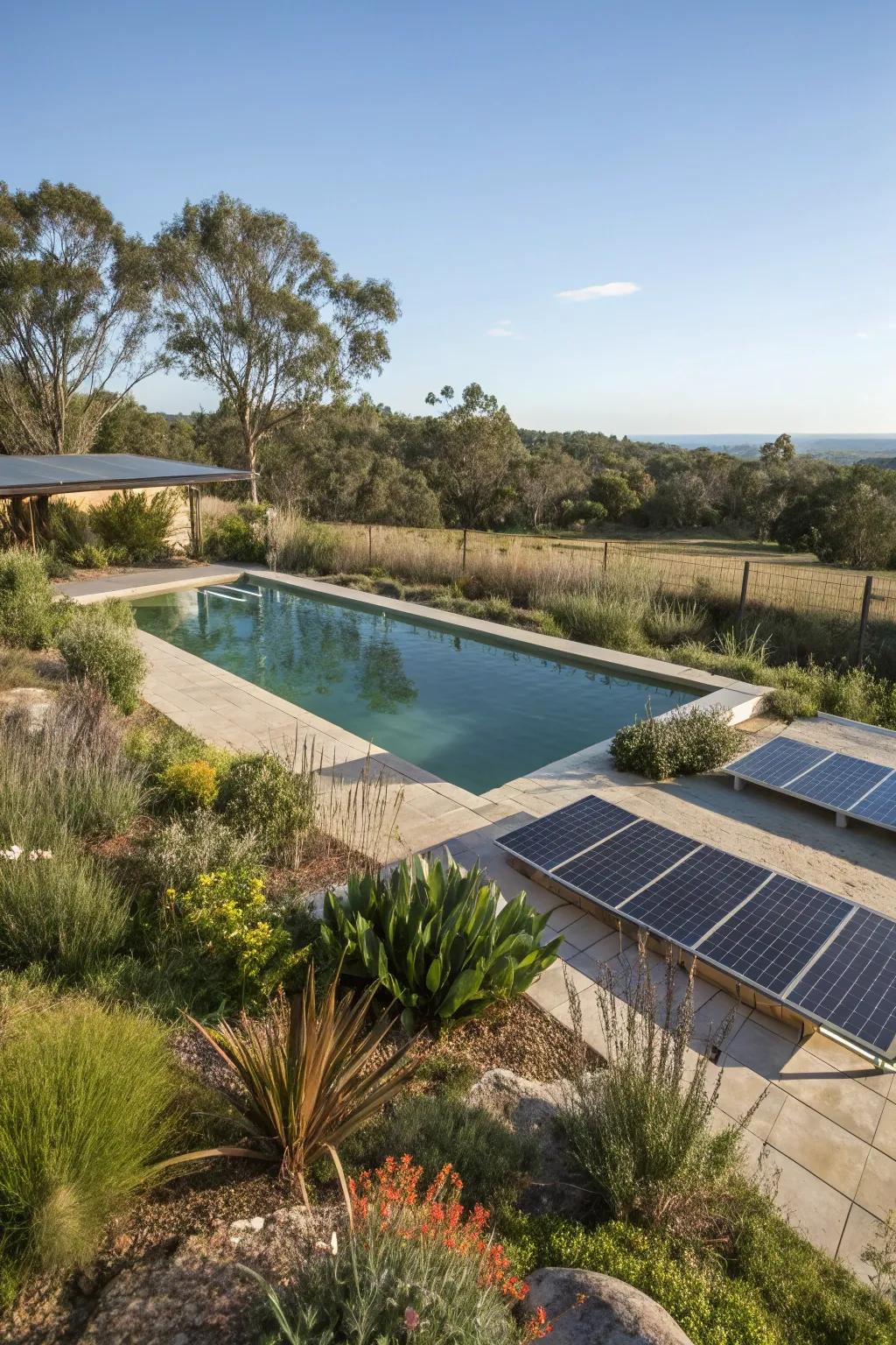 An eco-friendly pool designed for sustainability and natural beauty.