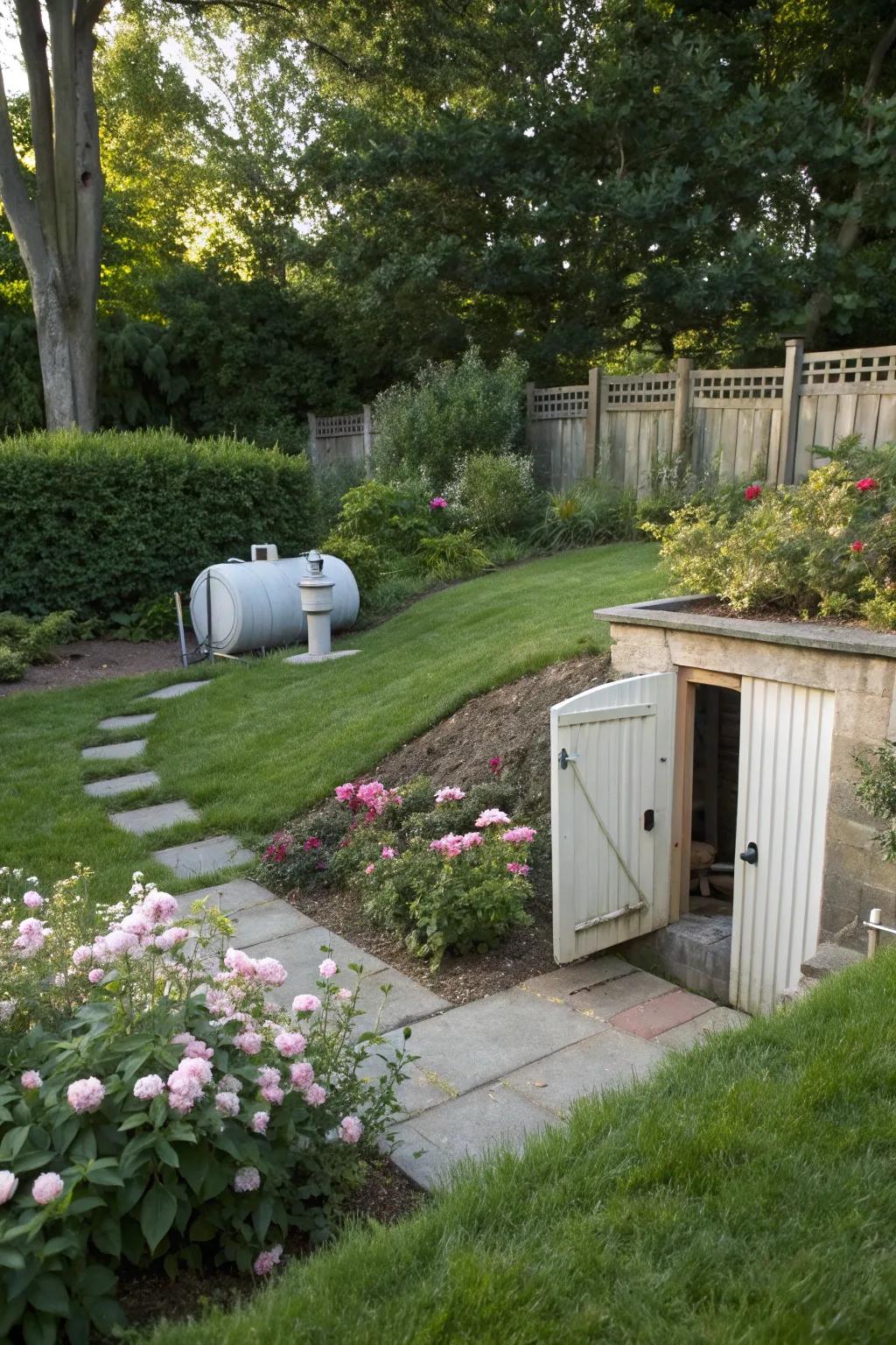 A garden with no visible oil tank, thanks to an underground installation.