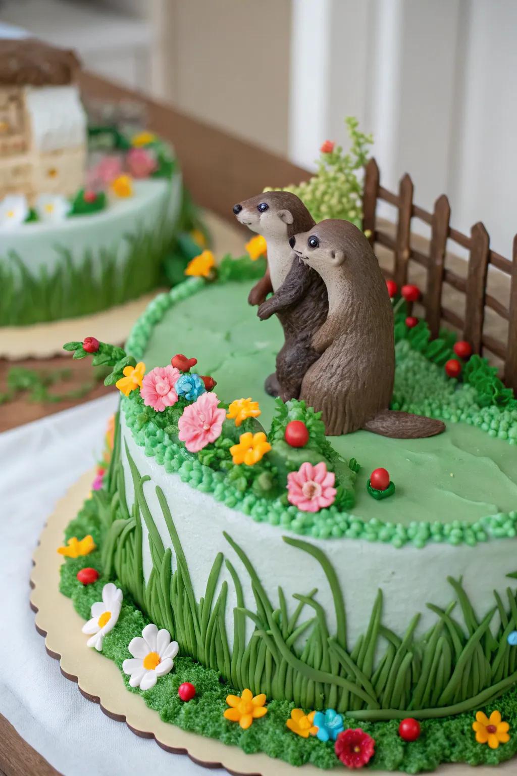 Celebrate spring with a garden-themed otter cake.