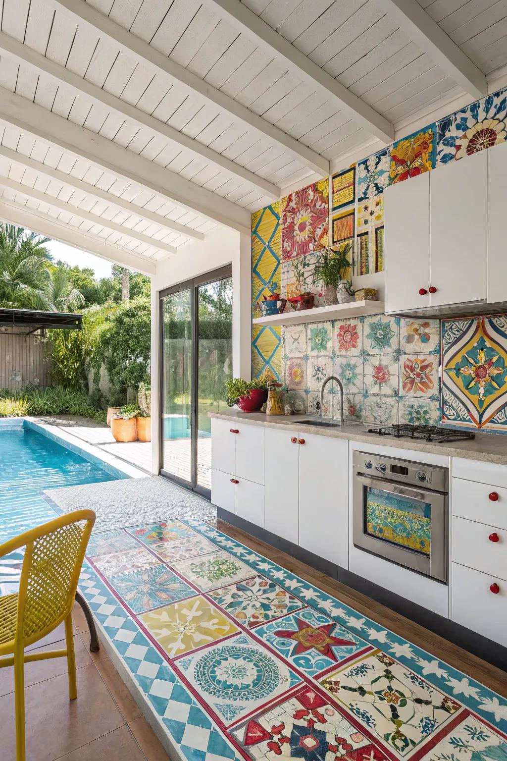 Colorful tiling to make a splash and add character to your kitchen.