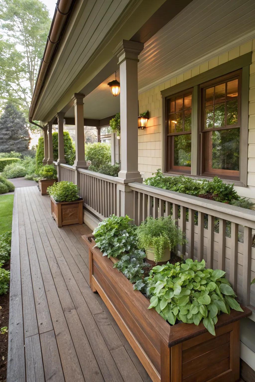 Integrated botanical compartments offer harmonious design.