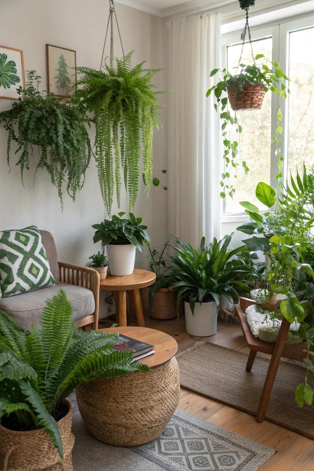 Indoor plants bringing life and freshness to the room.