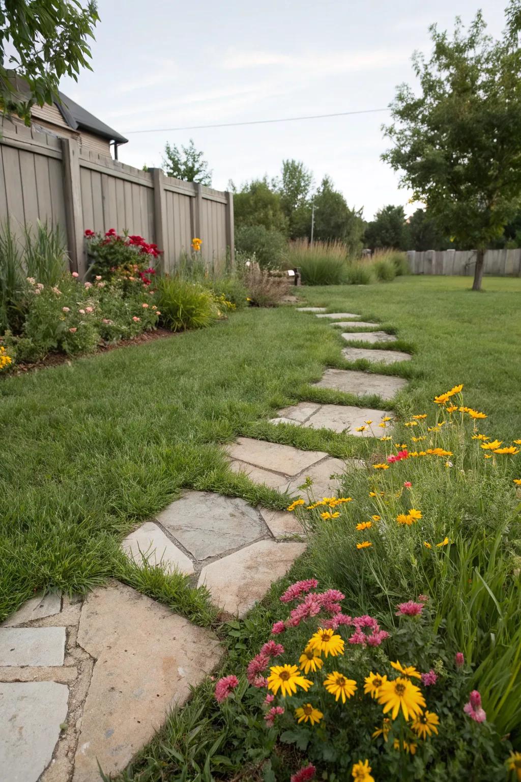 Stone and grass creates a harmonious blend with nature.