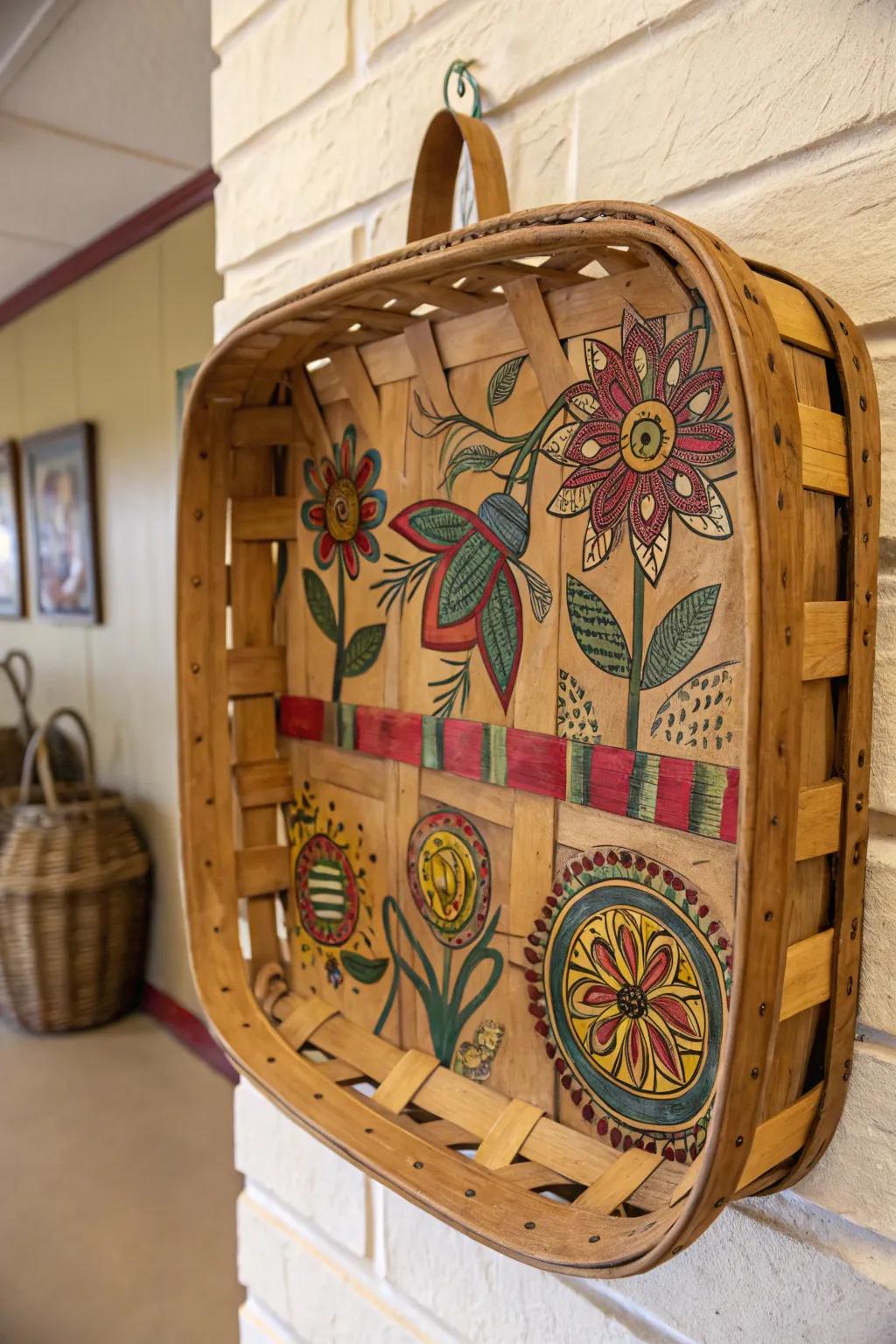 Transform your tobacco basket into artistic wall art.