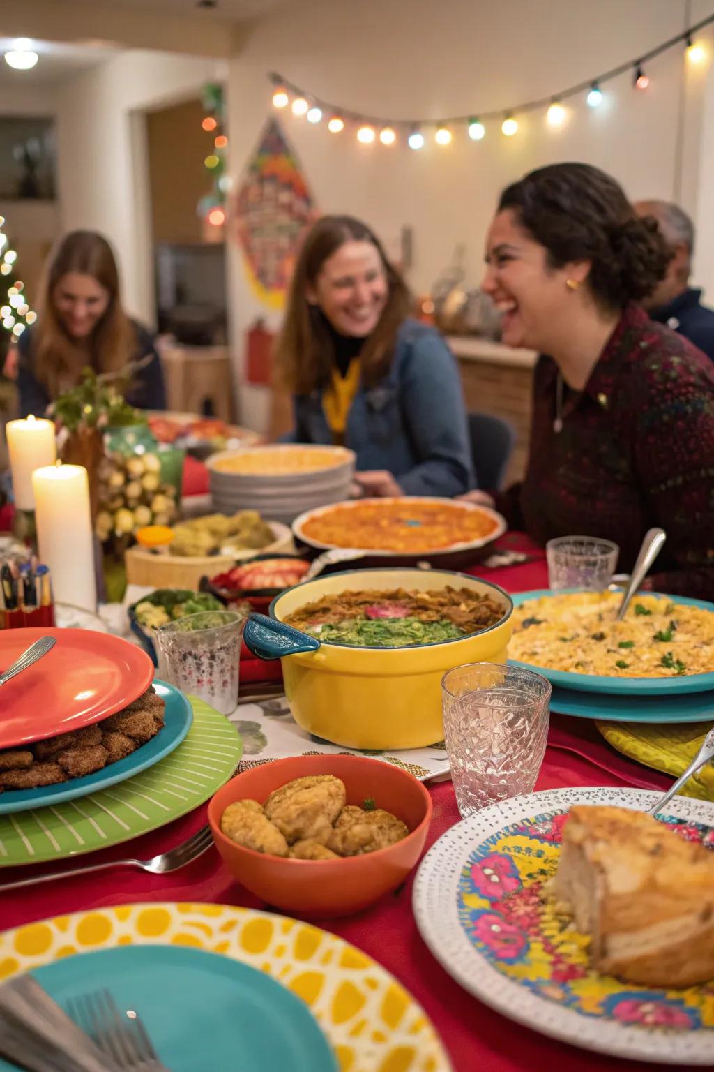 Share the love through a potluck celebration with friends.