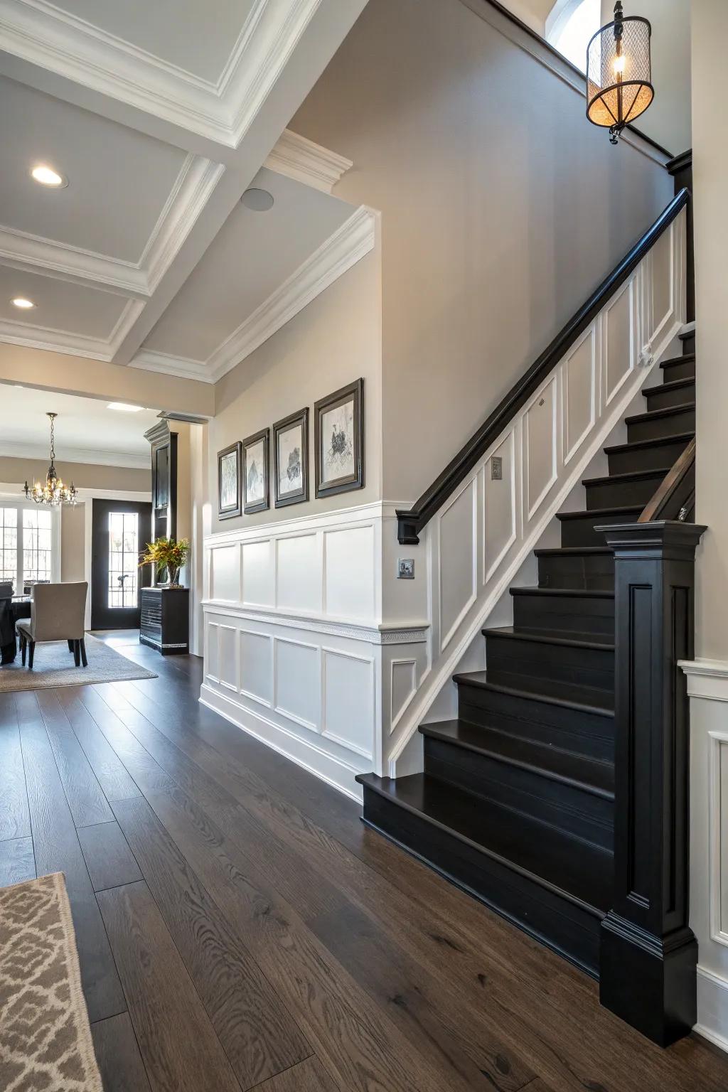 Home with strikingly contrasting baseboard trim.