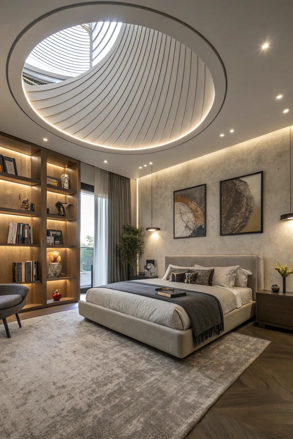 Embrace curves with a circular ceiling design.