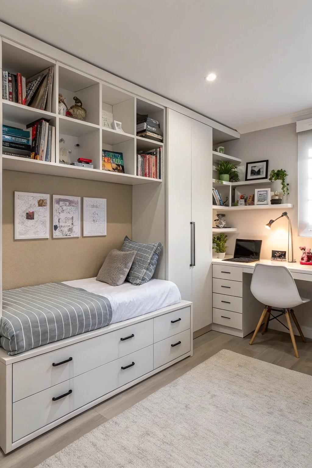 Maximize space with multi-functional furniture magic.