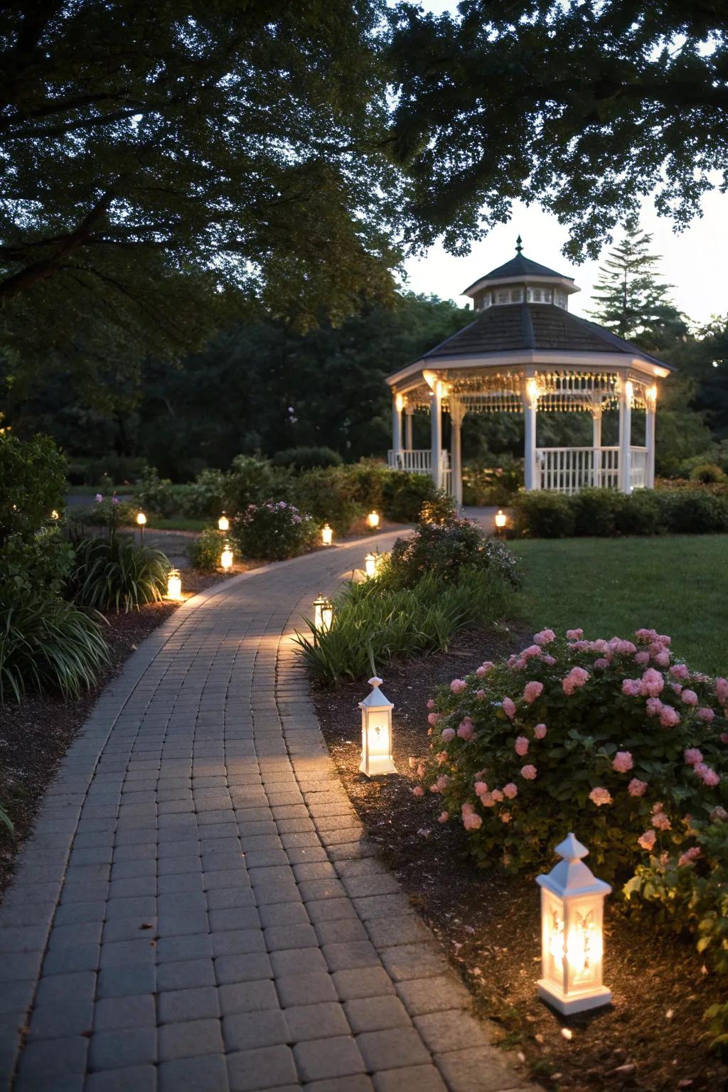 Pathway lights provide safe guidance and enhance the overall aesthetic.