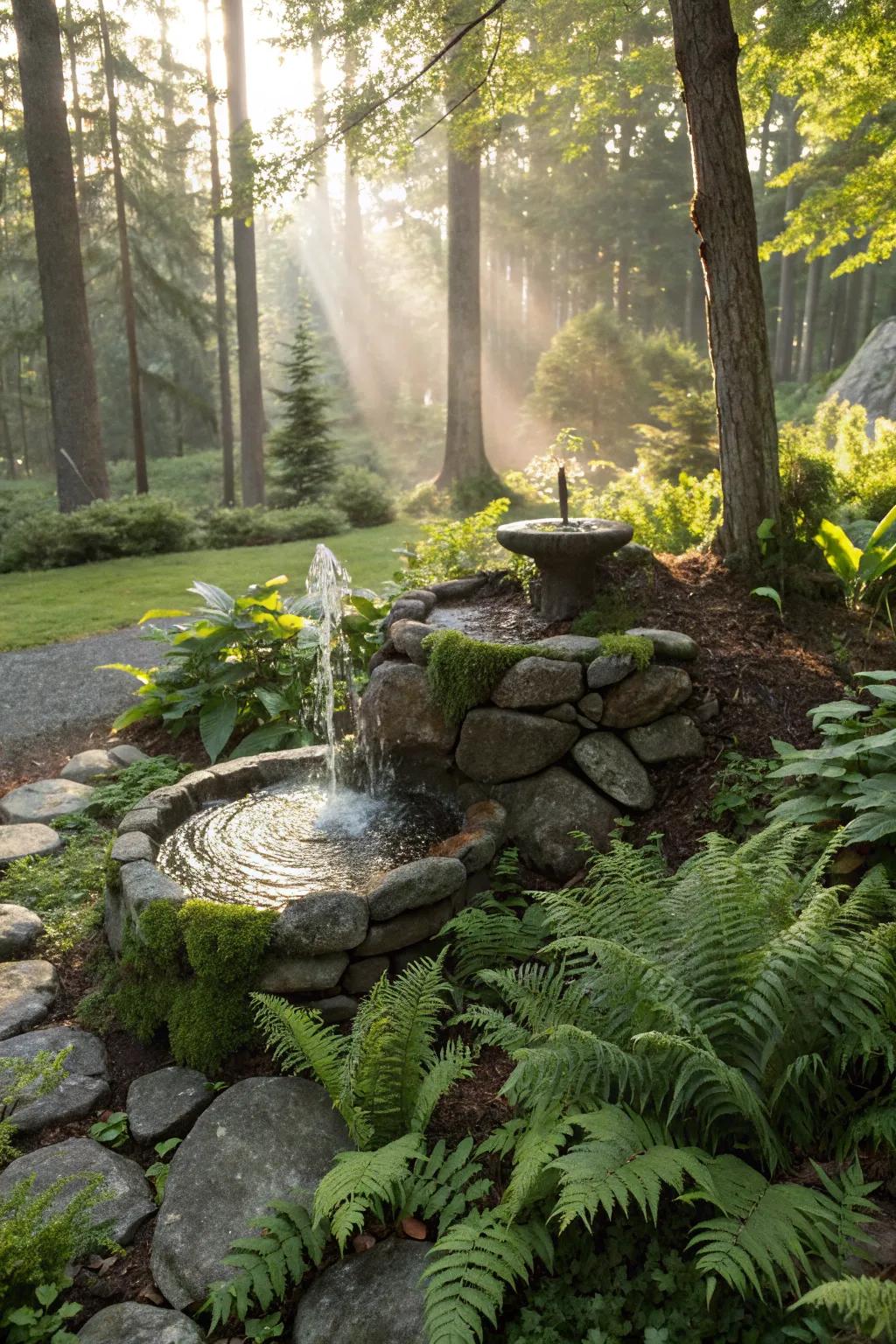 A whimsical woodland spring melds seamlessly with nature.