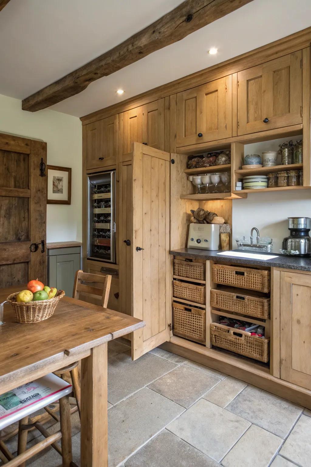 Hidden storage keeps this kitchen tidy and organized.