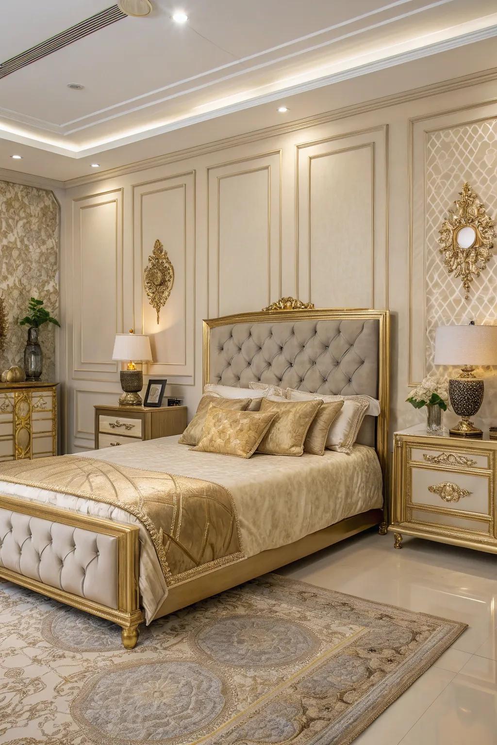 Gold accents add a touch of opulence and elegance.