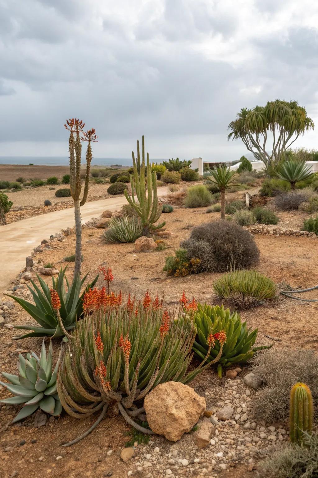 A sustainable garden with drought-tolerant plants.