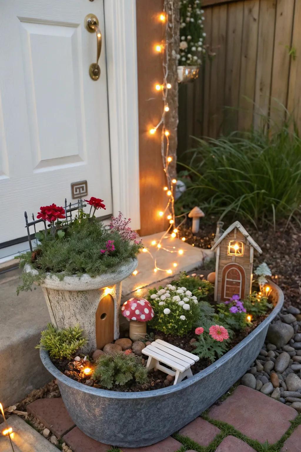 Enchant your guests with fairy garden planters.