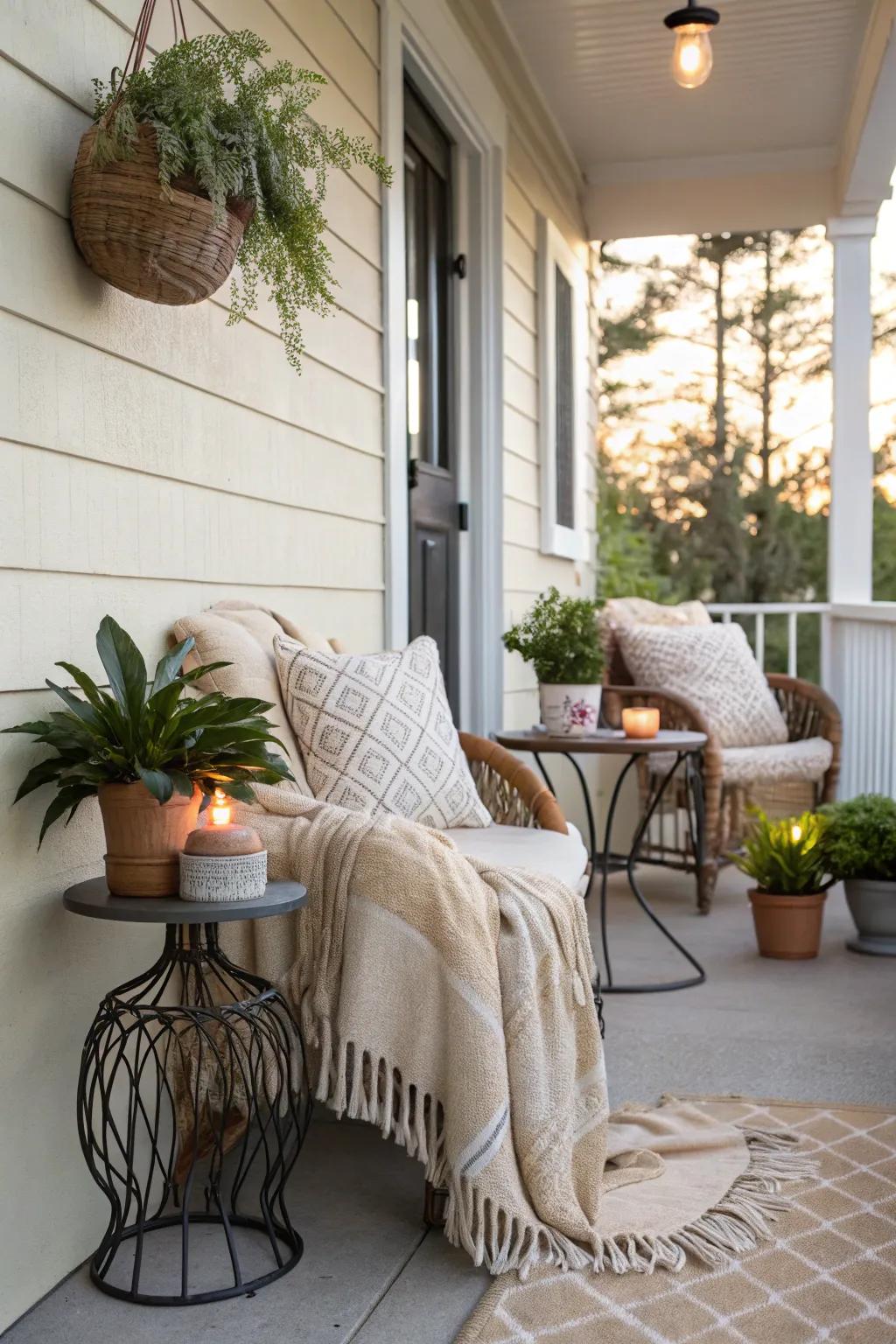 Unwind in a cozy outdoor nook on your patio.