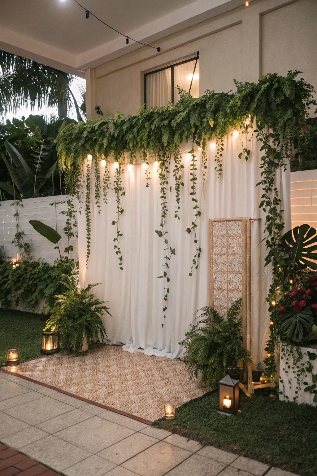 A nature-inspired photo booth for fun guest memories.