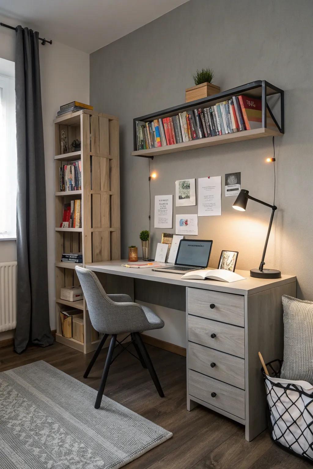 A chic study area boosts productivity and style.