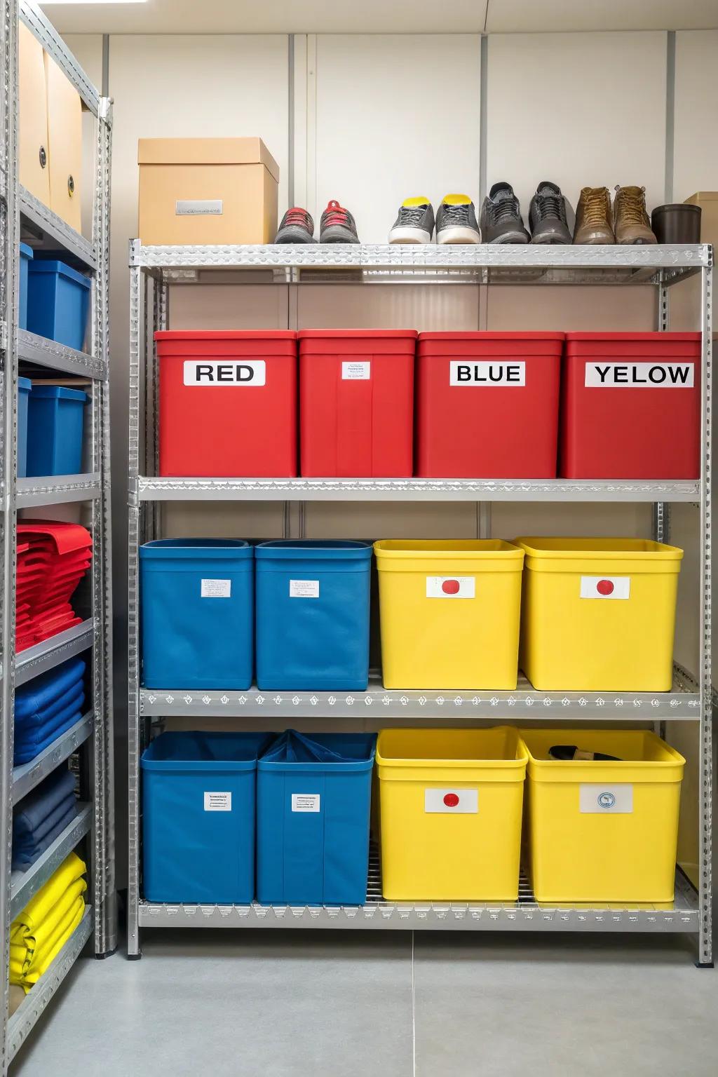 Color coding provides a fast visual guide to your storage.