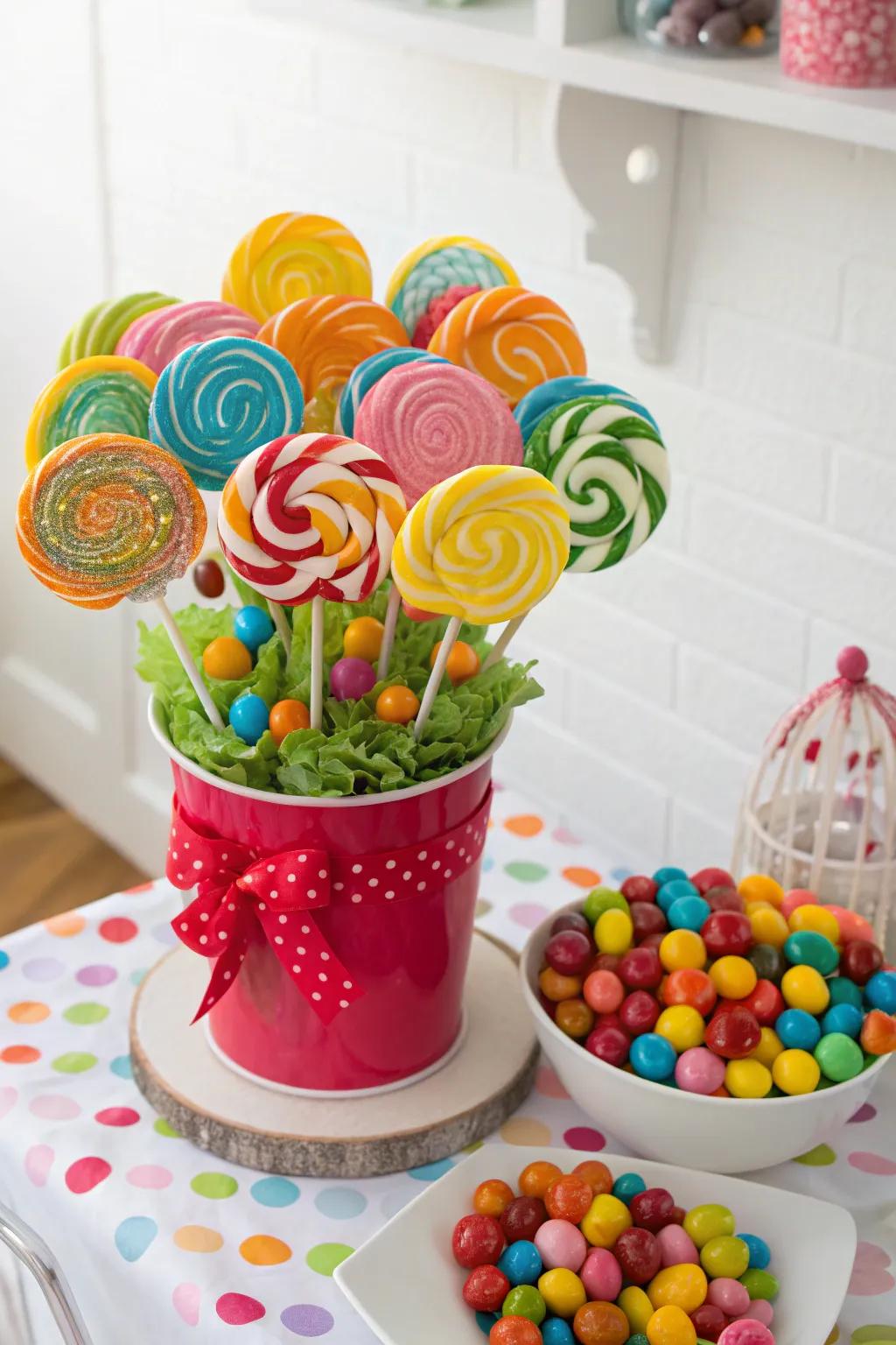 A layered candy and sweet treat posy full of surprises