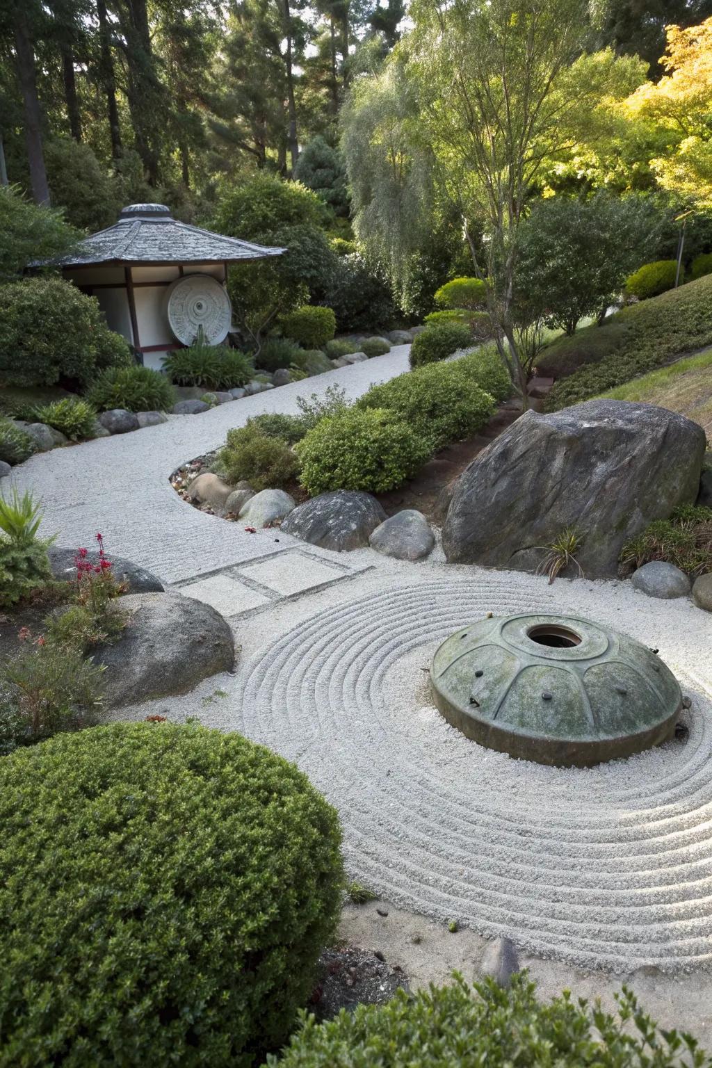 Zen gardens provide a serene and artistic cover.