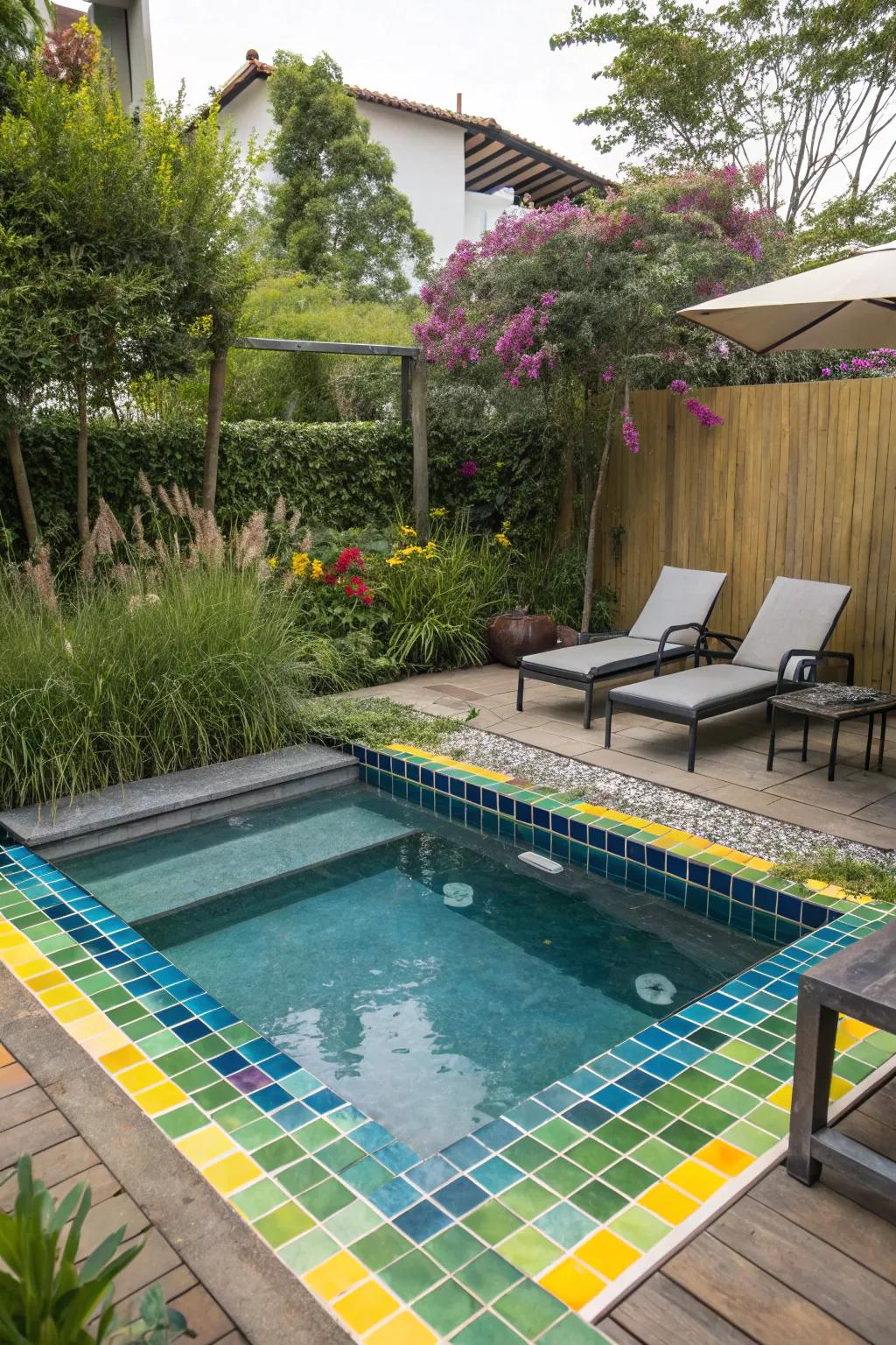 Vivid tiles adding personality and flair.