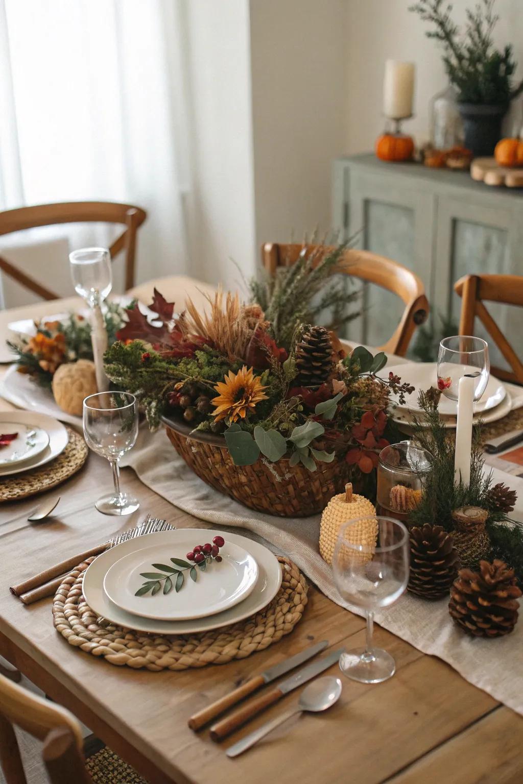 A DIY centerpiece adds a unique flair to your Thanksgiving table.