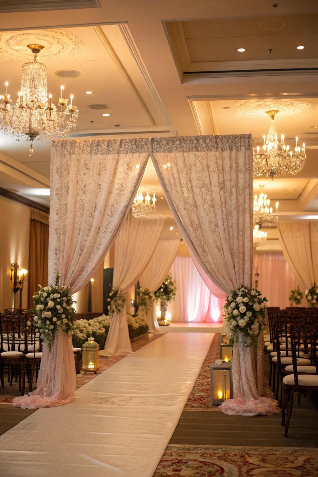 Curtain dividers create intimate and sophisticated spaces.