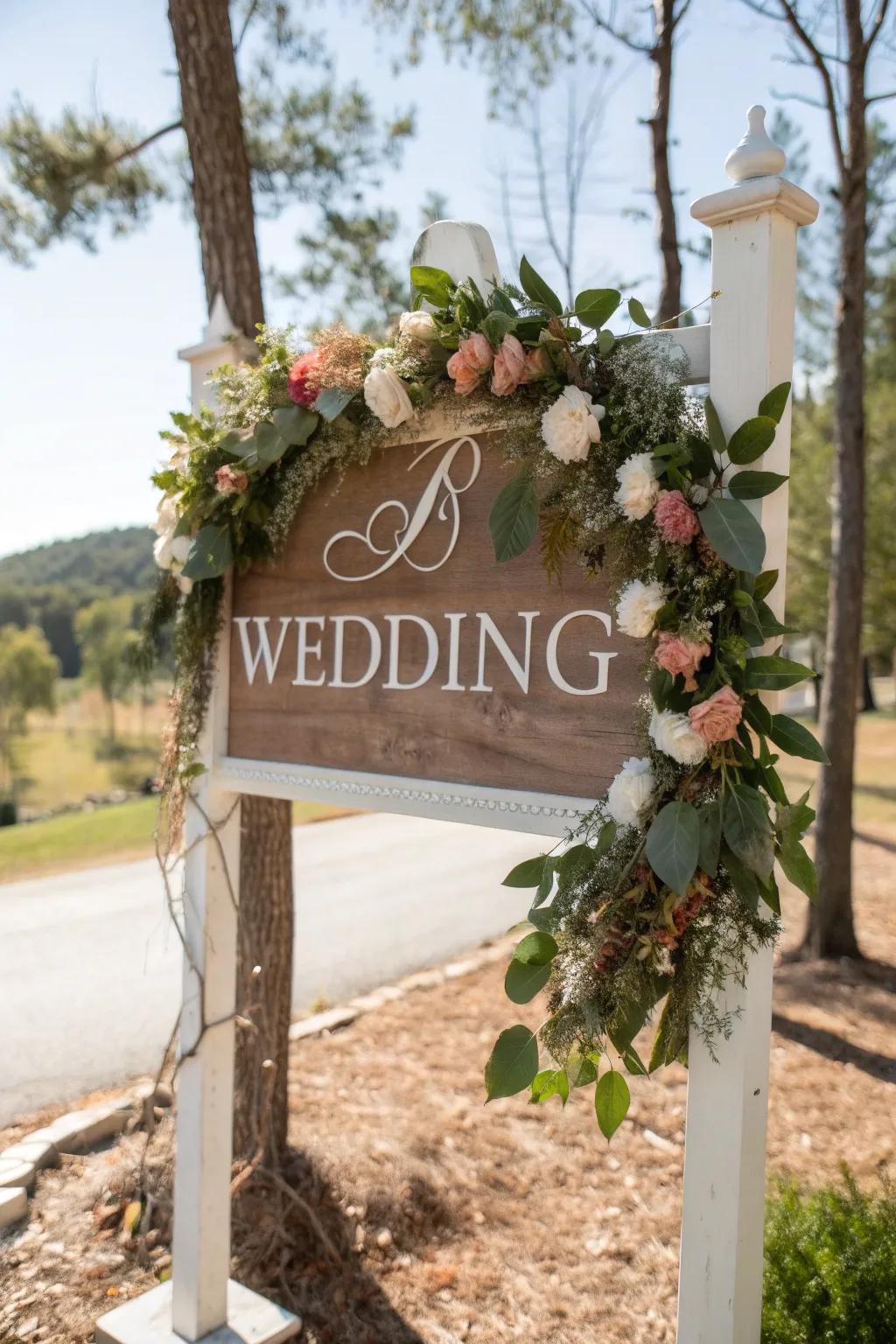 Wreath signs bring a seasonal and festive touch to your wedding decor.