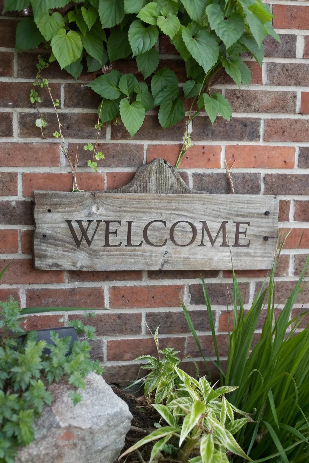 Go green with a reclaimed wood sign.