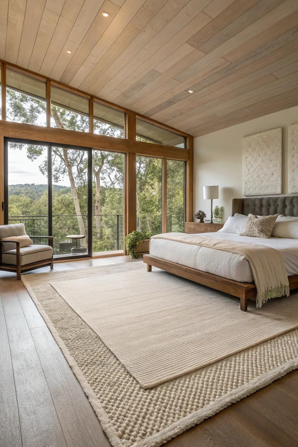 Minimalist floor coverings offer understated elegance.