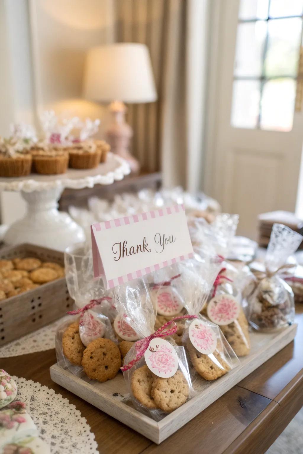 Charming cookie favors for guests to take home.