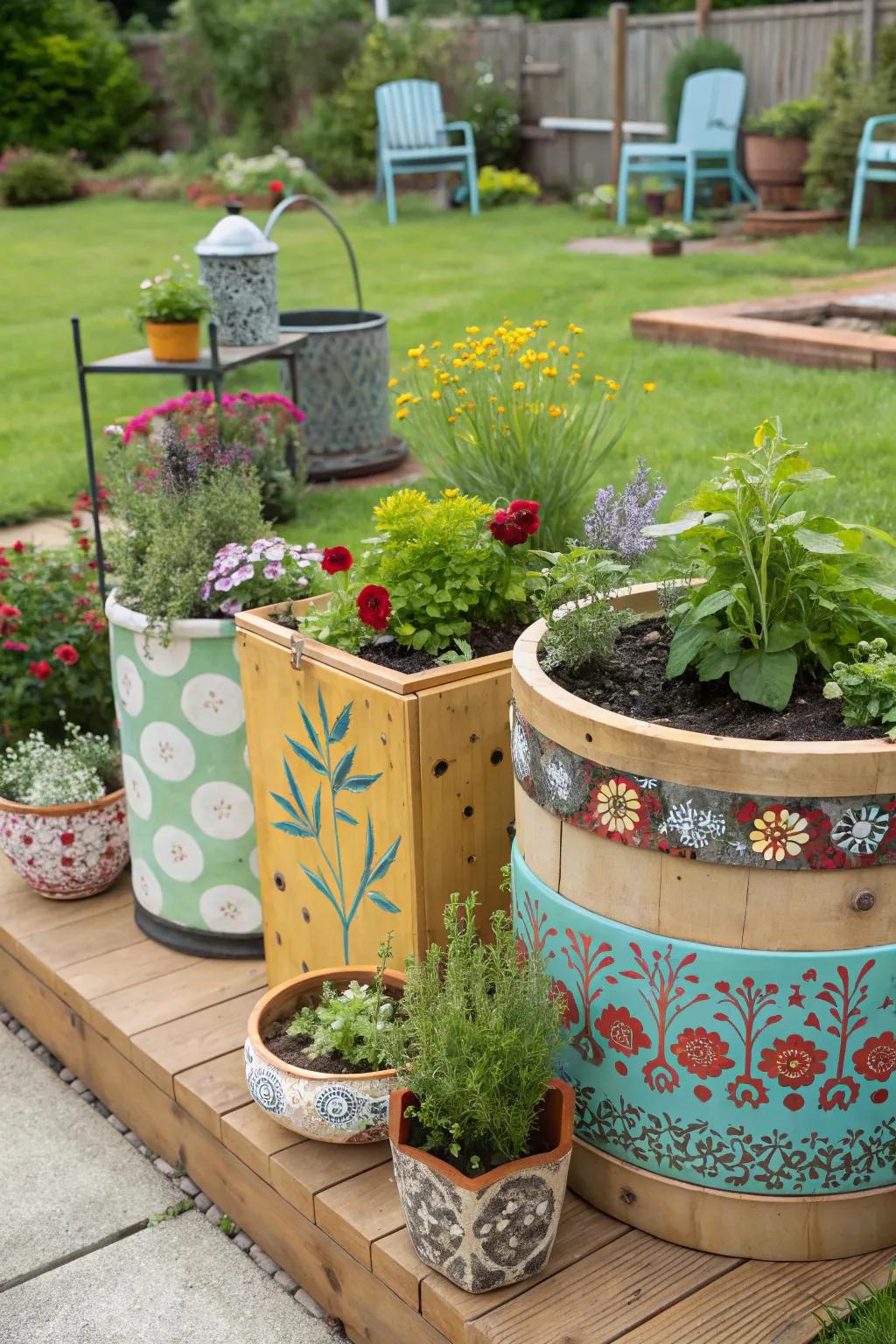 Personal touches adding individuality to the garden.